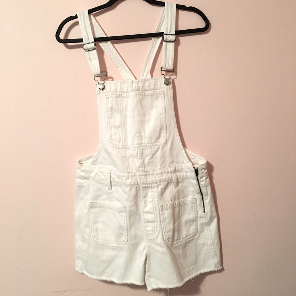 Madewell white denim overall shorts